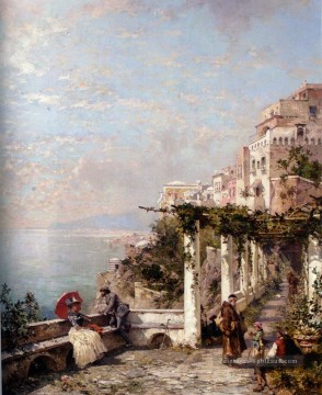 Die Amalfi Kuste Le paysage de la côte amalfitaine Franz Richard Unterberger Peinture à l'huile
